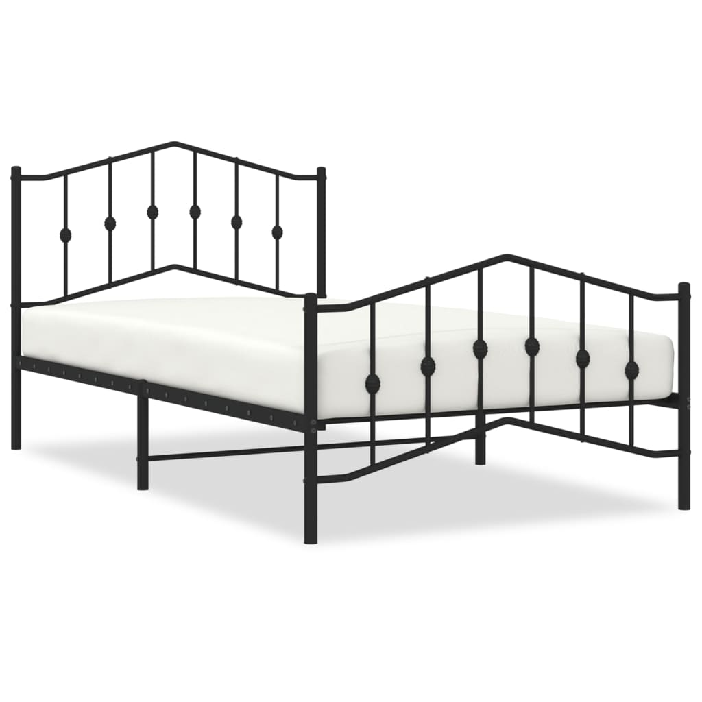 Cadre de lit métal sans matelas avec pied de lit noir 107x203cm - XIOS