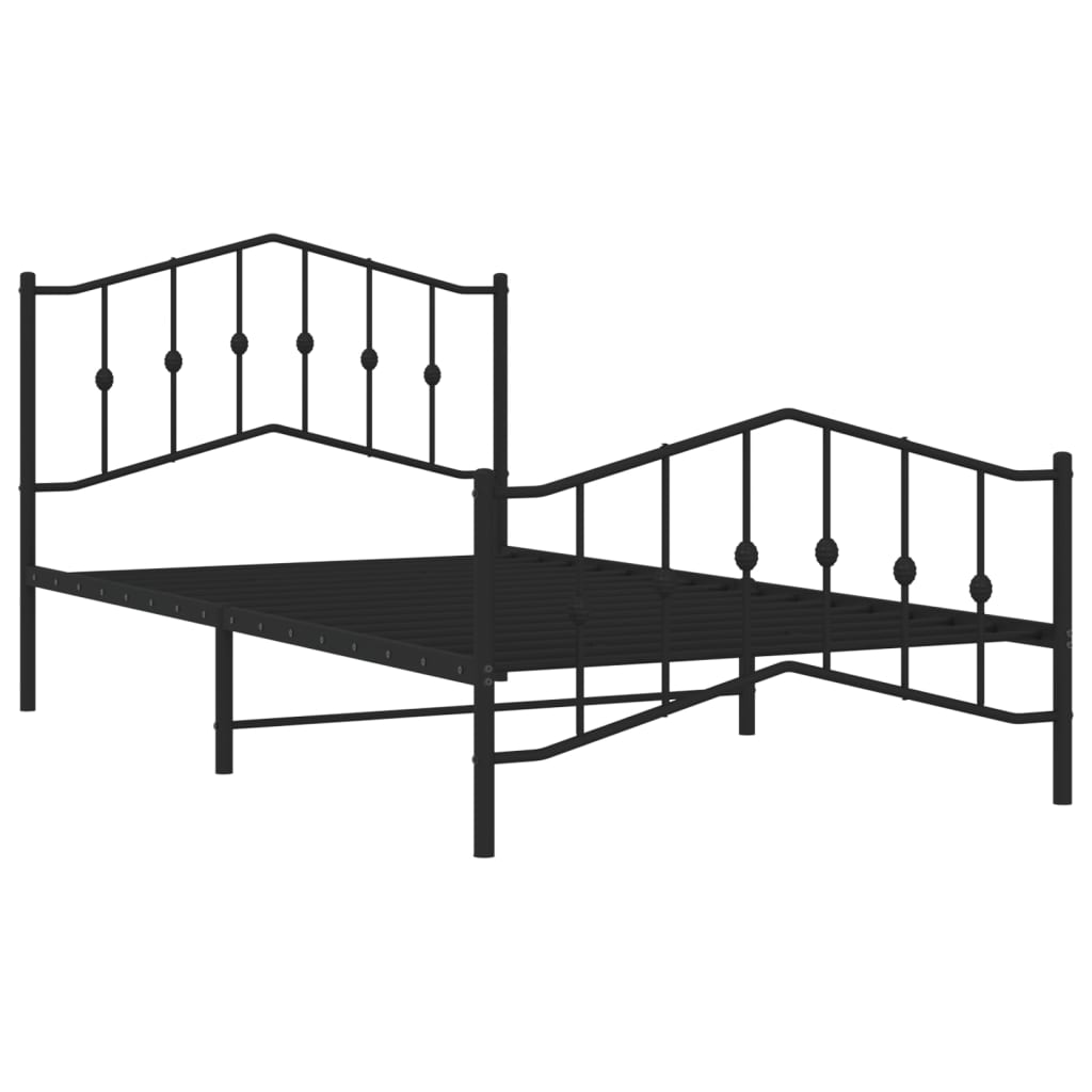 Cadre de lit métal sans matelas avec pied de lit noir 107x203cm - XIOS