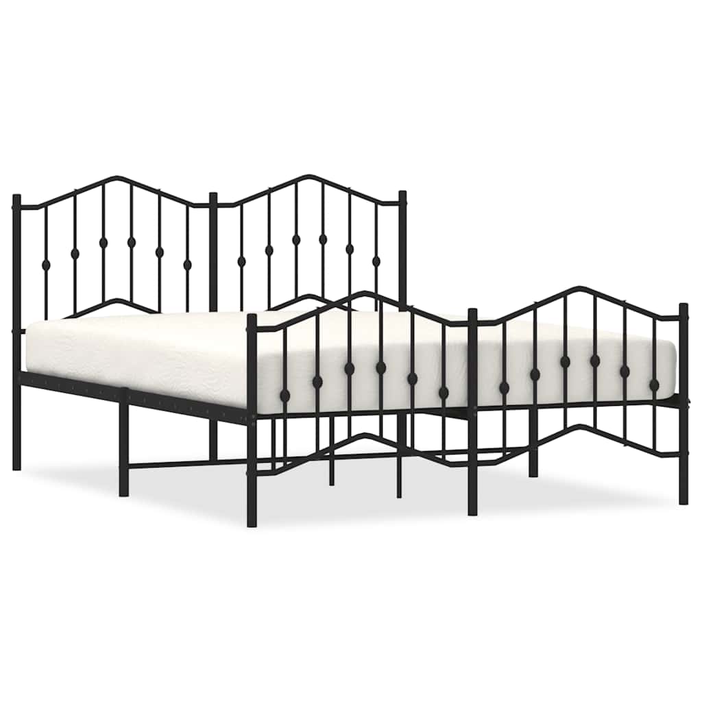 Cadre de lit métal sans matelas avec pied de lit noir 140x200cm - XIOS