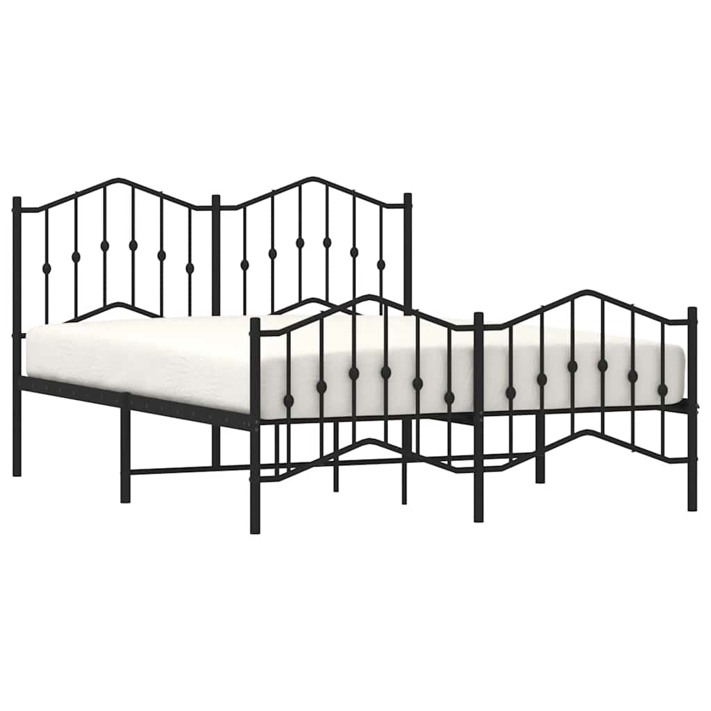 Cadre de lit métal sans matelas avec pied de lit noir 150x200cm - XIOS