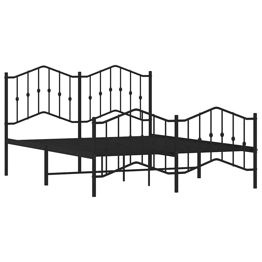 Cadre de lit métal sans matelas avec pied de lit noir 150x200cm - XIOS