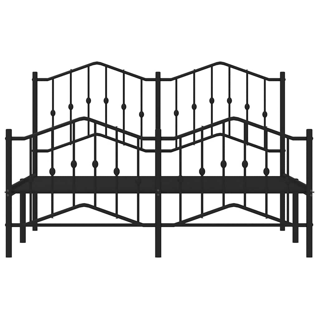 Cadre de lit métal sans matelas avec pied de lit noir 150x200cm - XIOS
