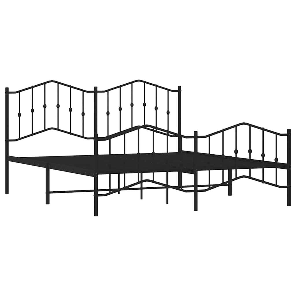 Cadre de lit métal sans matelas avec pied de lit noir 183x213cm - XIOS