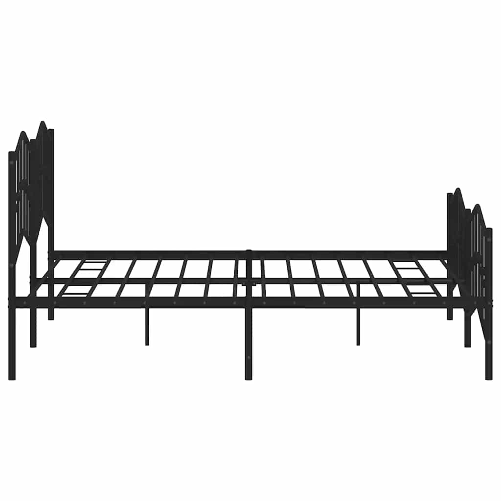 Cadre de lit métal sans matelas avec pied de lit noir 183x213cm - XIOS