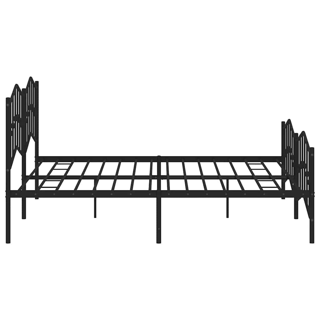 Cadre de lit métal sans matelas avec pied de lit noir 193x203cm - XIOS