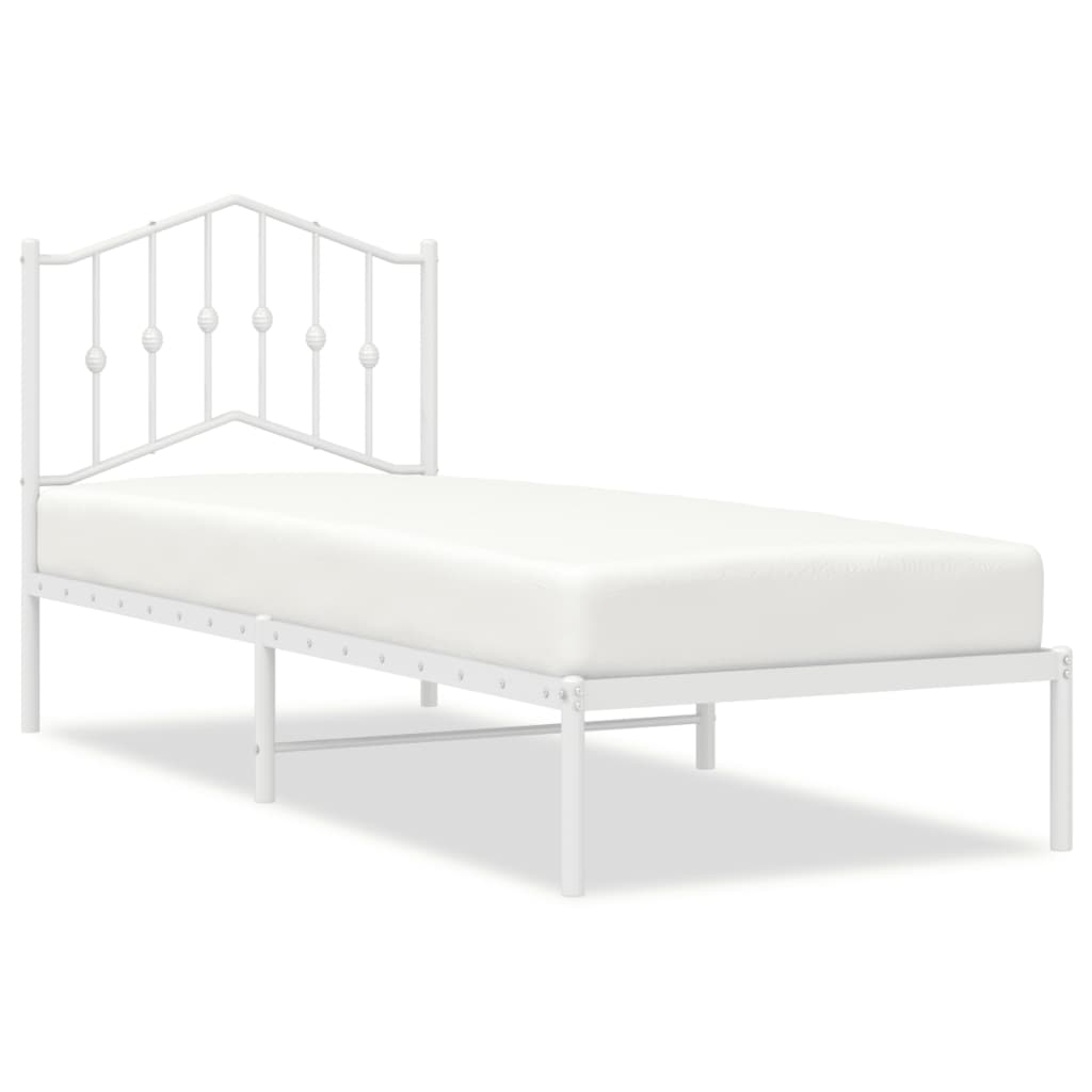Cadre de lit métal sans matelas avec tête de lit blanc 75x190cm - XIOS