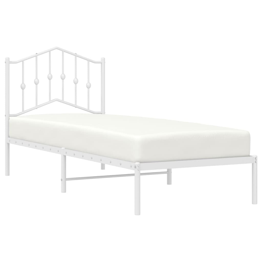 Cadre de lit métal sans matelas avec tête de lit blanc 75x190cm - XIOS