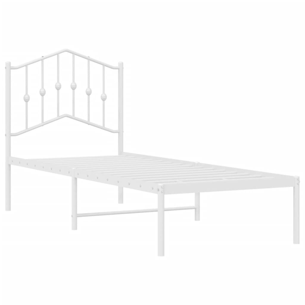 Cadre de lit métal sans matelas avec tête de lit blanc 75x190cm - XIOS