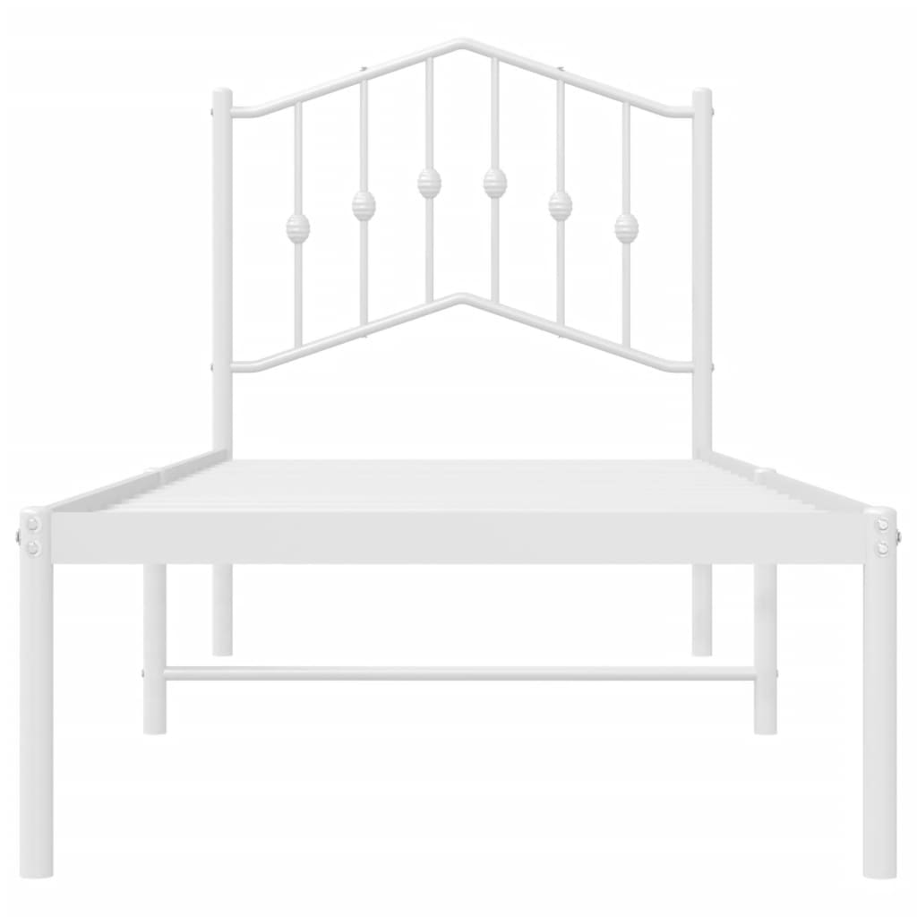 Cadre de lit métal sans matelas avec tête de lit blanc 75x190cm - XIOS