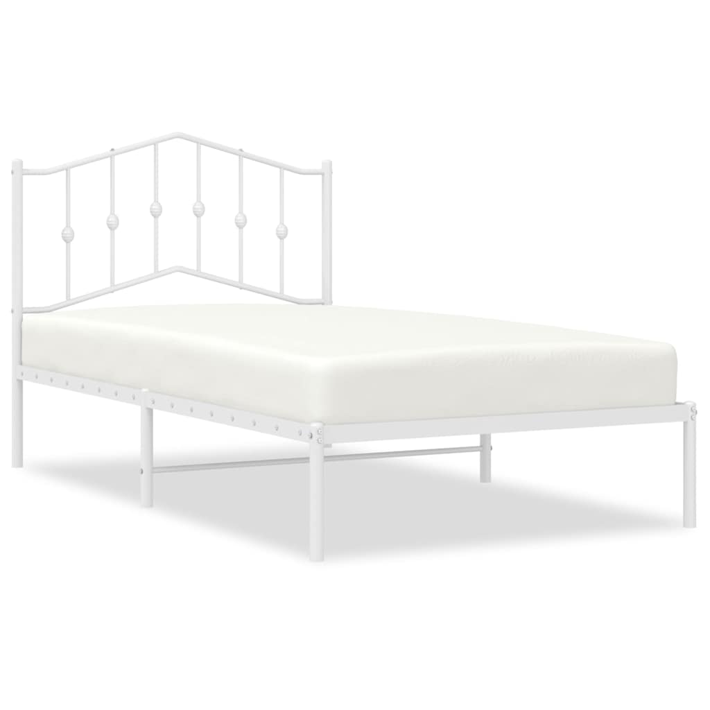 Cadre de lit métal sans matelas et tête de lit blanc 100x190 cm - XIOS