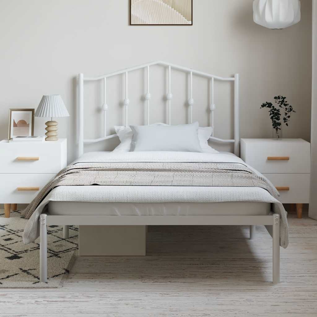 Cadre de lit métal sans matelas et tête de lit blanc 100x190 cm - XIOS