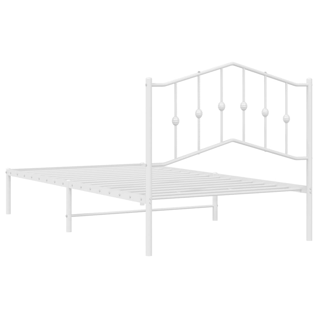 Cadre de lit métal sans matelas et tête de lit blanc 100x190 cm - XIOS