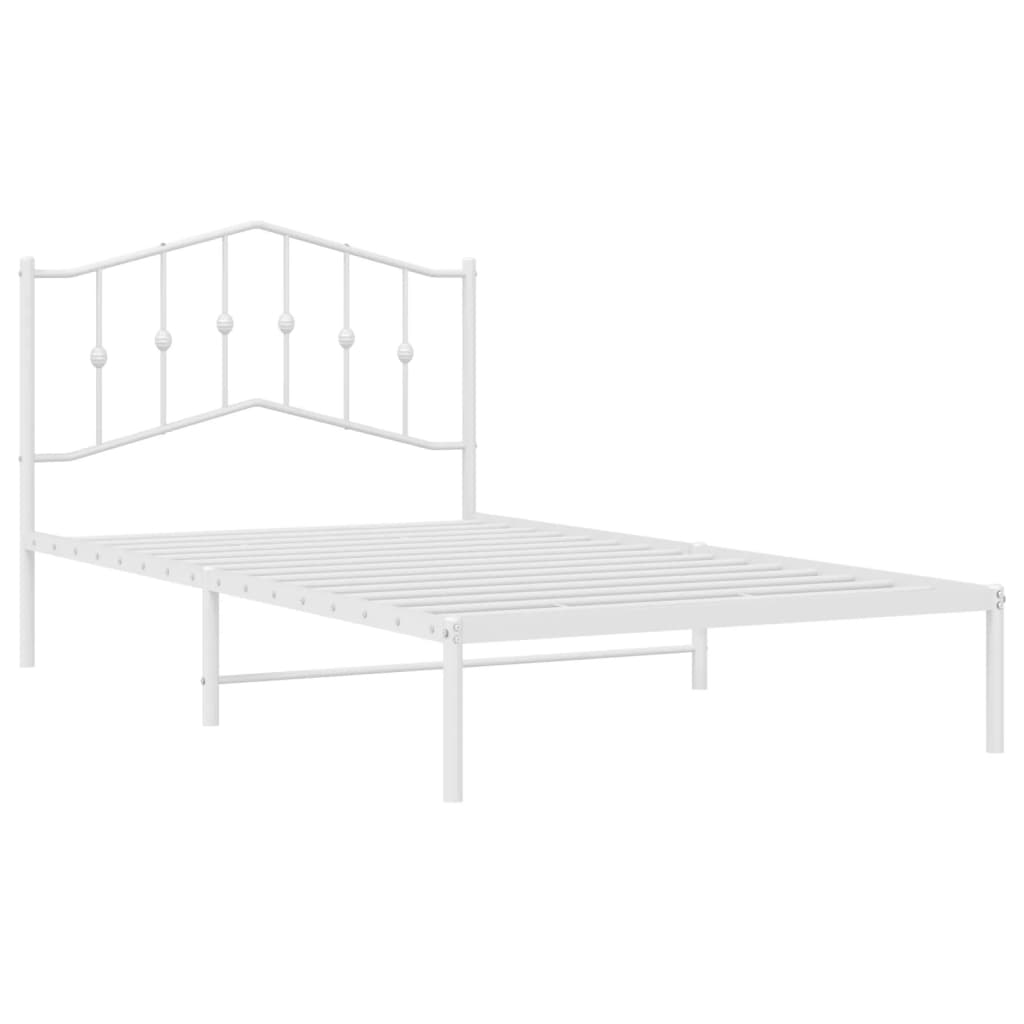 Cadre de lit métal sans matelas et tête de lit blanc 107x203 cm - XIOS
