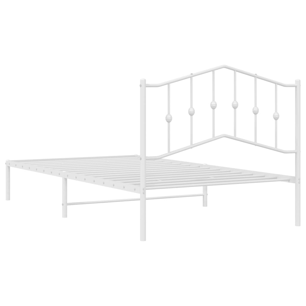 Cadre de lit métal sans matelas et tête de lit blanc 107x203 cm - XIOS