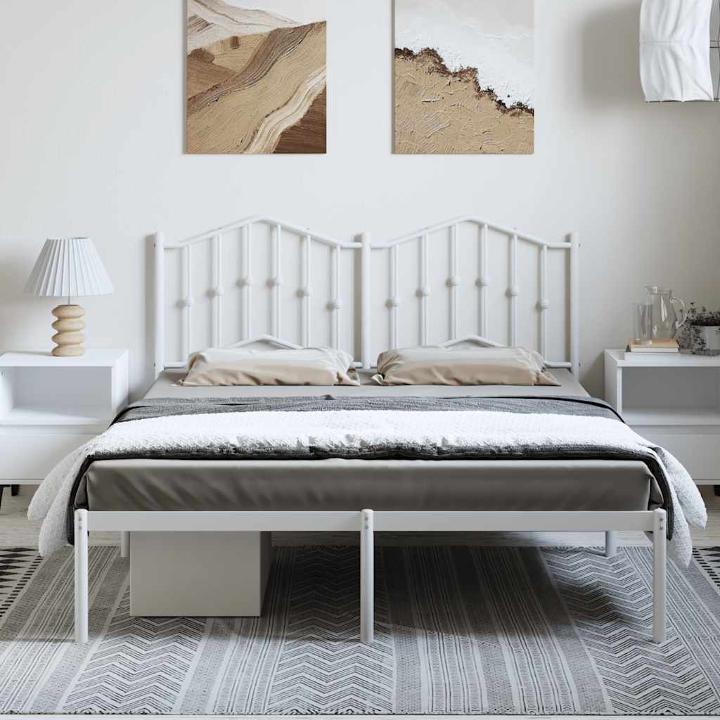 Cadre de lit métal sans matelas et tête de lit blanc 135x190 cm - XIOS