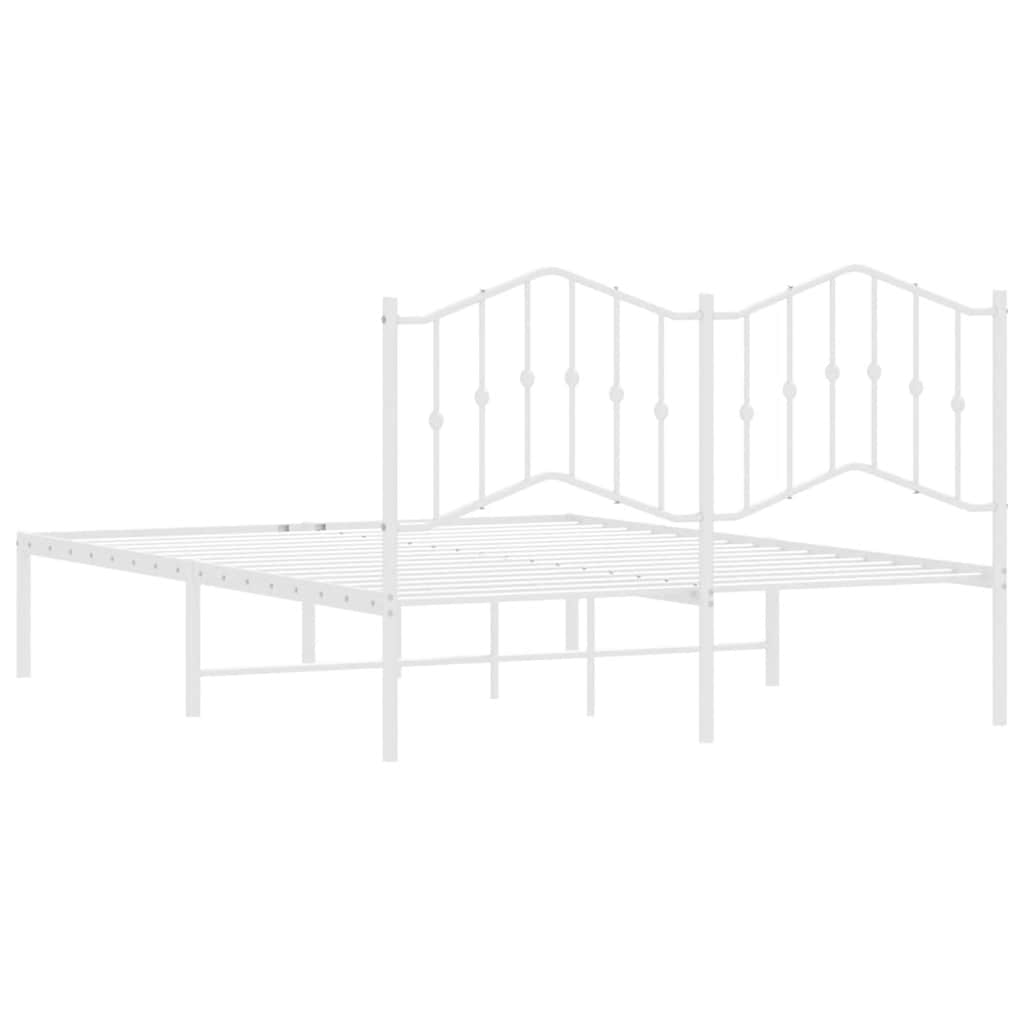 Cadre de lit métal sans matelas et tête de lit blanc 135x190 cm - XIOS