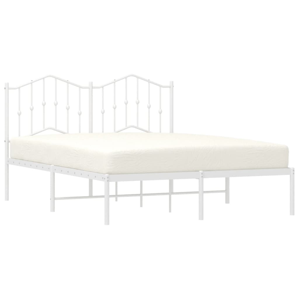 Cadre de lit métal sans matelas et tête de lit blanc 140x190 cm - XIOS