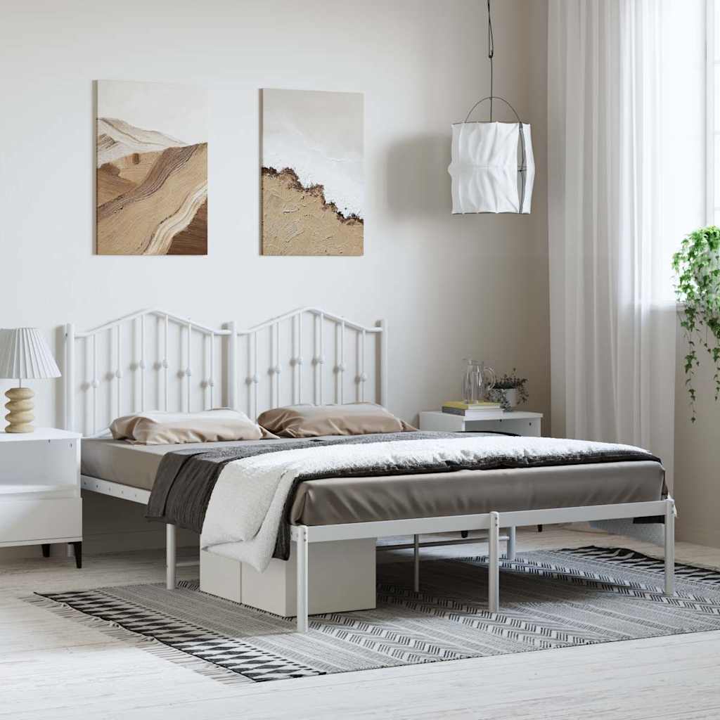 Cadre de lit métal sans matelas et tête de lit blanc 150x200 cm - XIOS