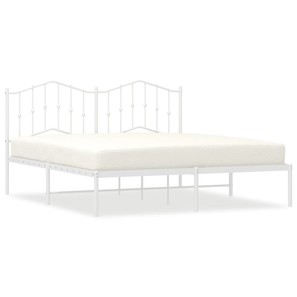 Cadre de lit métal sans matelas et tête de lit blanc 160x200 cm - XIOS