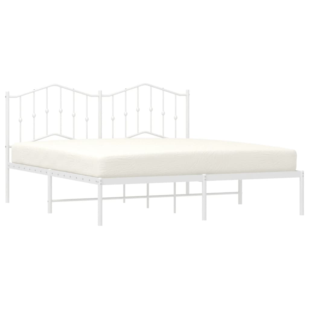 Cadre de lit métal sans matelas et tête de lit blanc 160x200 cm - XIOS