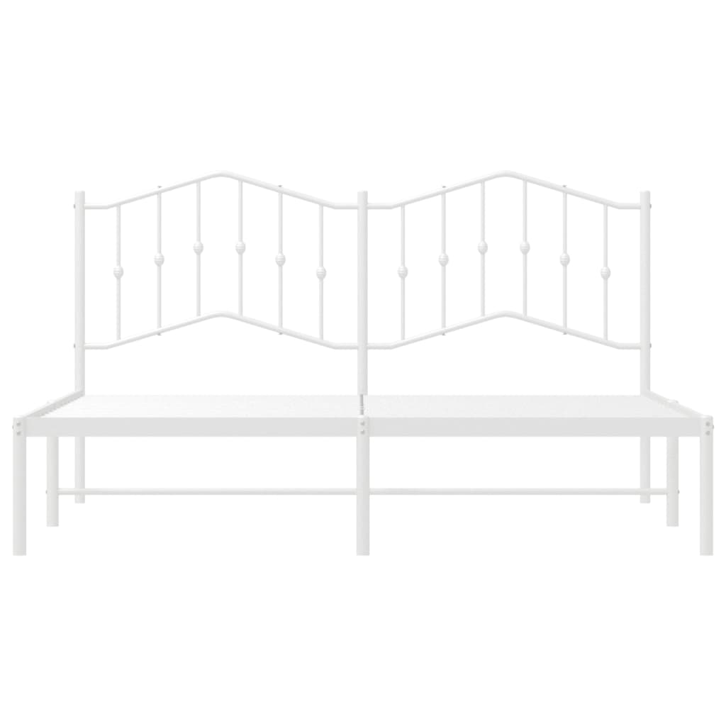 Cadre de lit métal sans matelas et tête de lit blanc 160x200 cm - XIOS