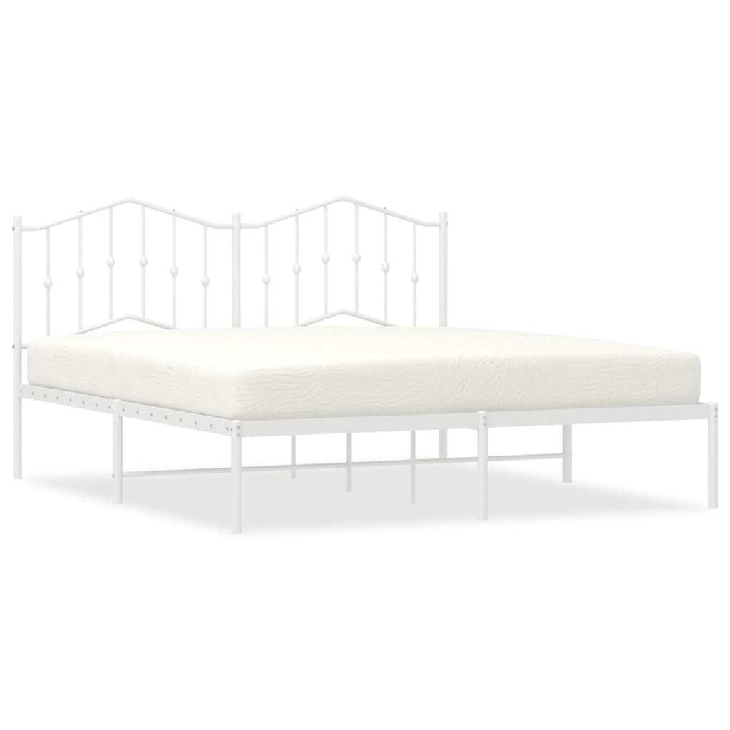 Cadre de lit métal sans matelas et tête de lit blanc 180x200 cm - XIOS