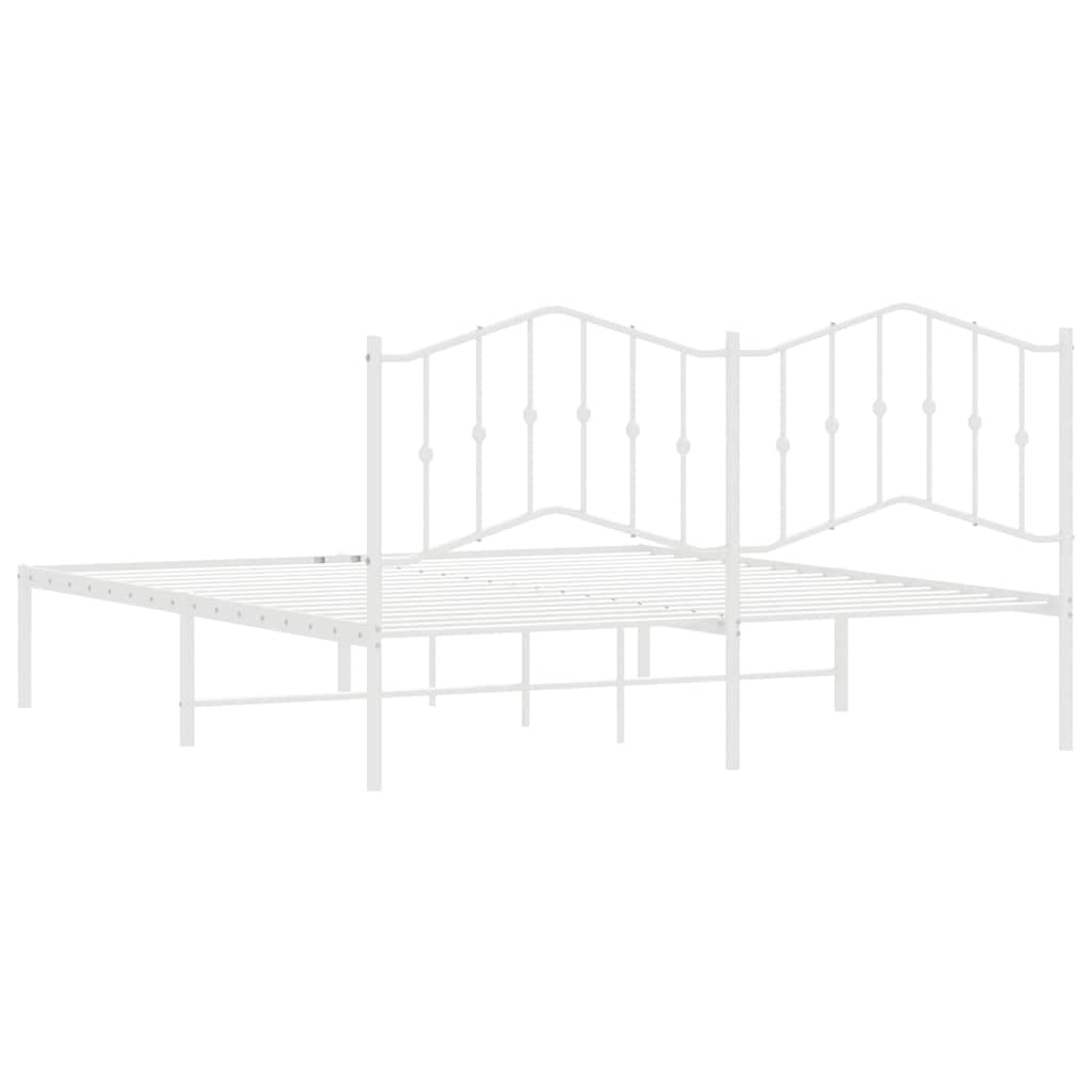 Cadre de lit métal sans matelas et tête de lit blanc 180x200 cm - XIOS