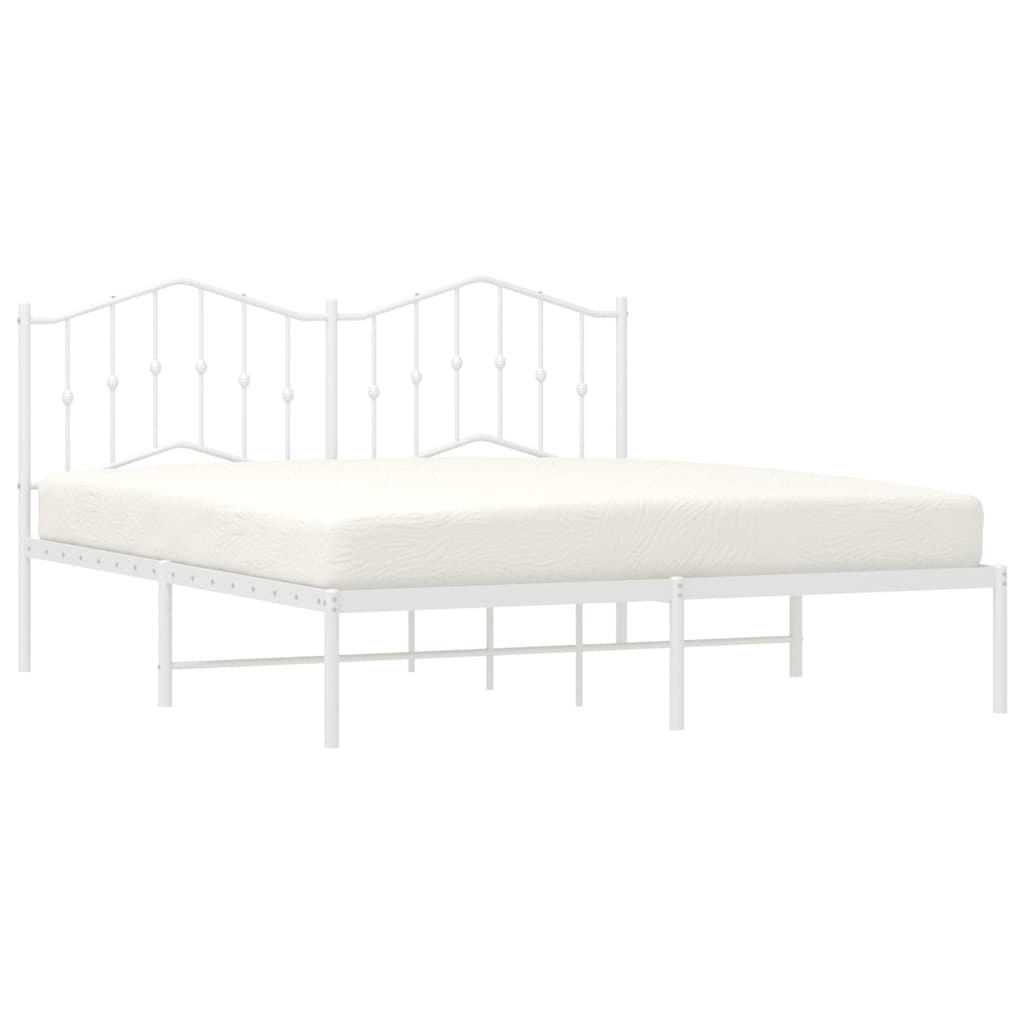 Cadre de lit métal sans matelas et tête de lit blanc 183x213 cm - XIOS