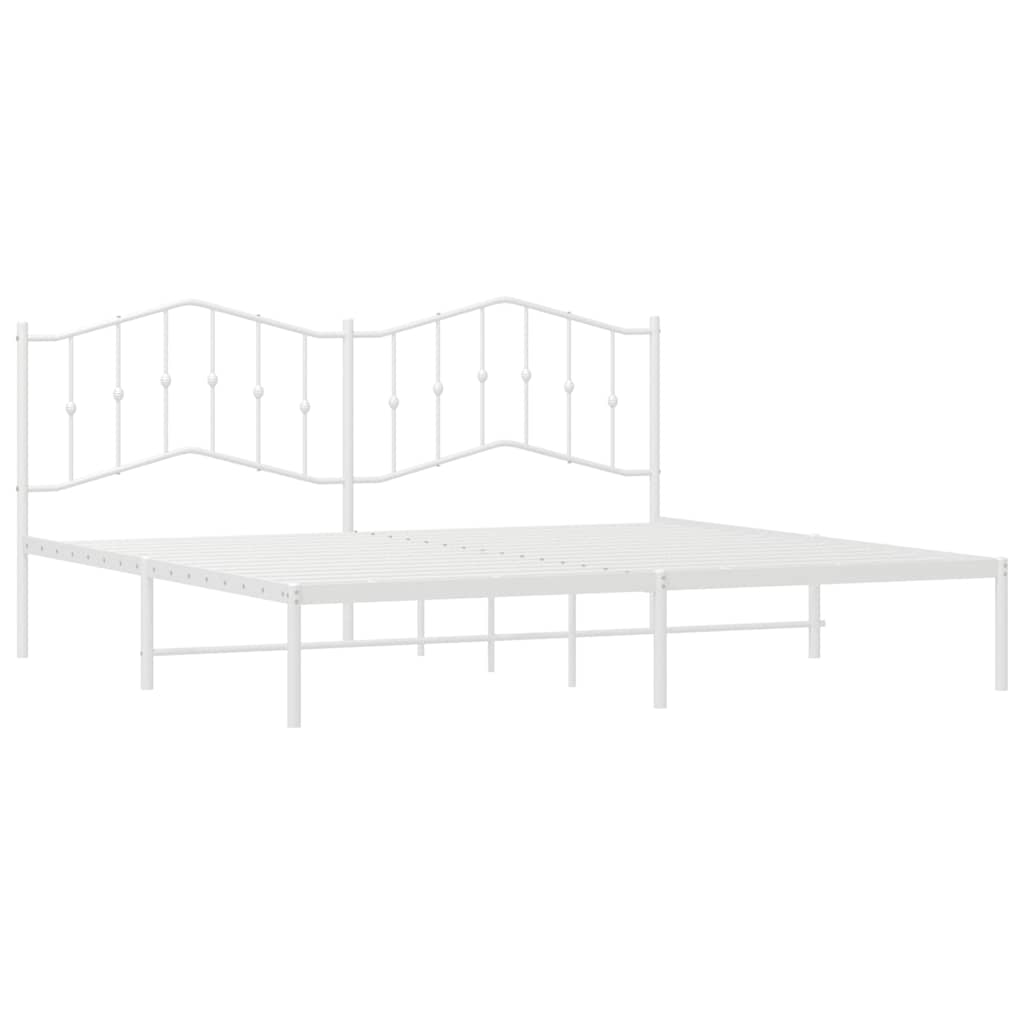 Cadre de lit métal sans matelas et tête de lit blanc 193x203 cm - XIOS