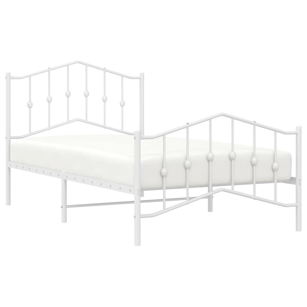 Cadre de lit métal sans matelas et pied de lit blanc 100x190 cm - XIOS