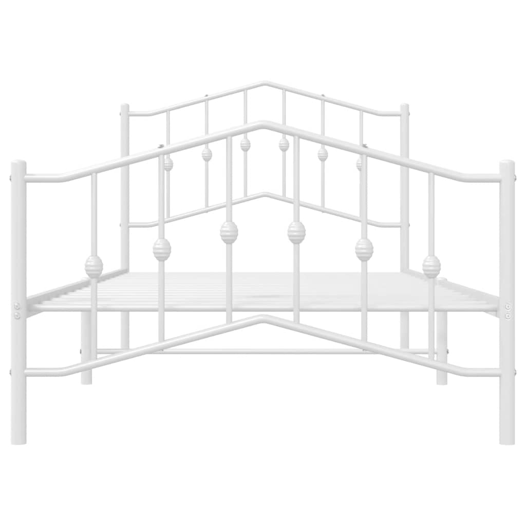 Cadre de lit métal sans matelas et pied de lit blanc 100x190 cm - XIOS