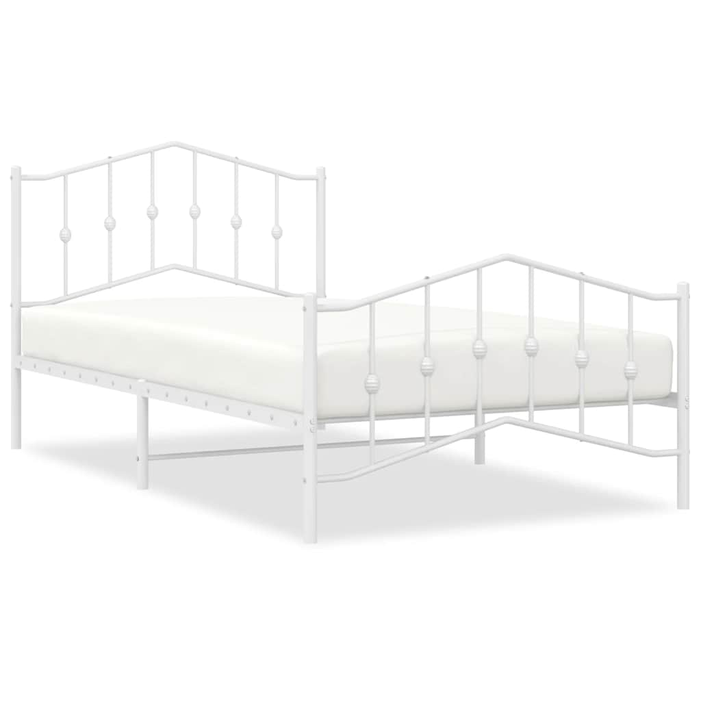 Cadre de lit métal sans matelas et pied de lit blanc 100x200 cm - XIOS