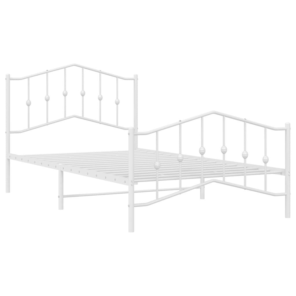 Cadre de lit métal sans matelas et pied de lit blanc 100x200 cm - XIOS