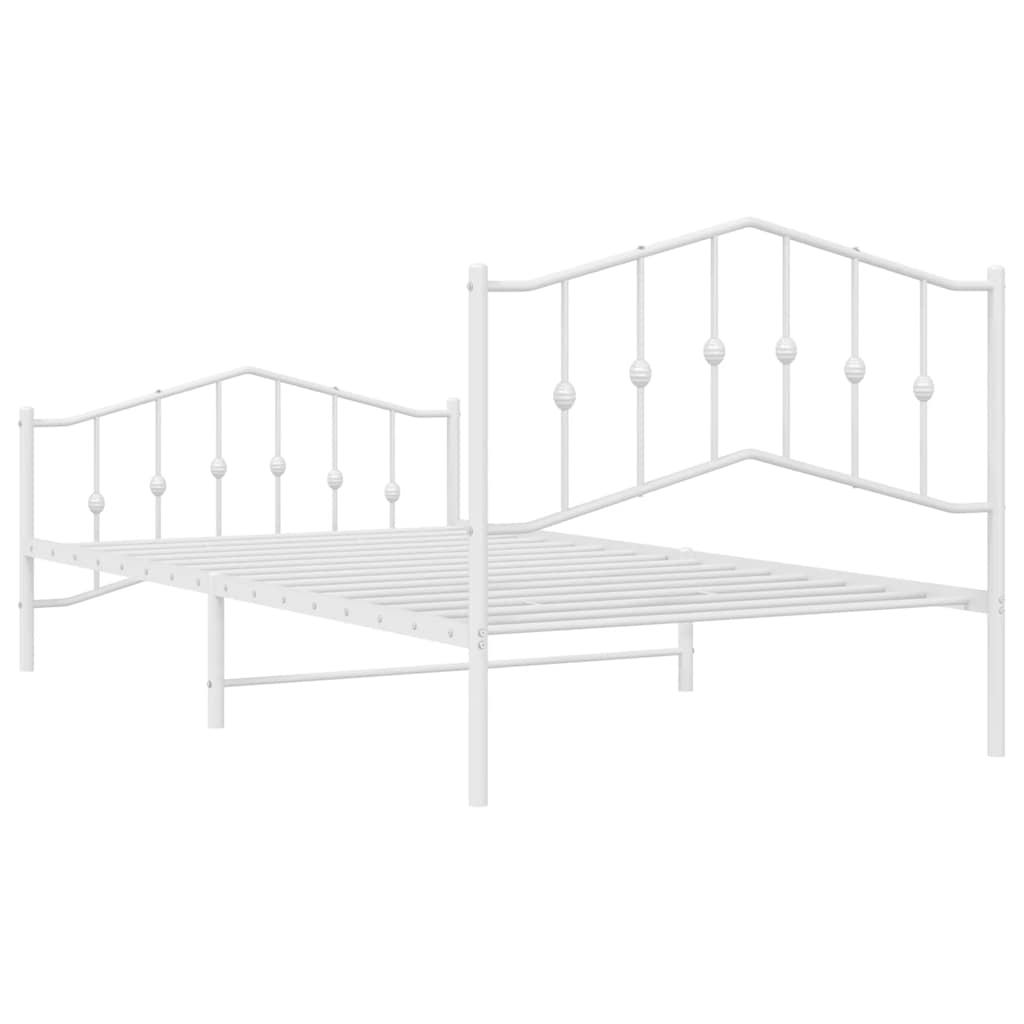 Cadre de lit métal sans matelas et pied de lit blanc 100x200 cm - XIOS