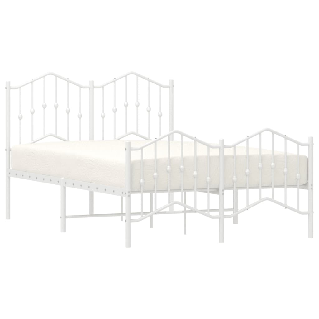 Cadre de lit métal sans matelas et pied de lit blanc 120x190 cm - XIOS