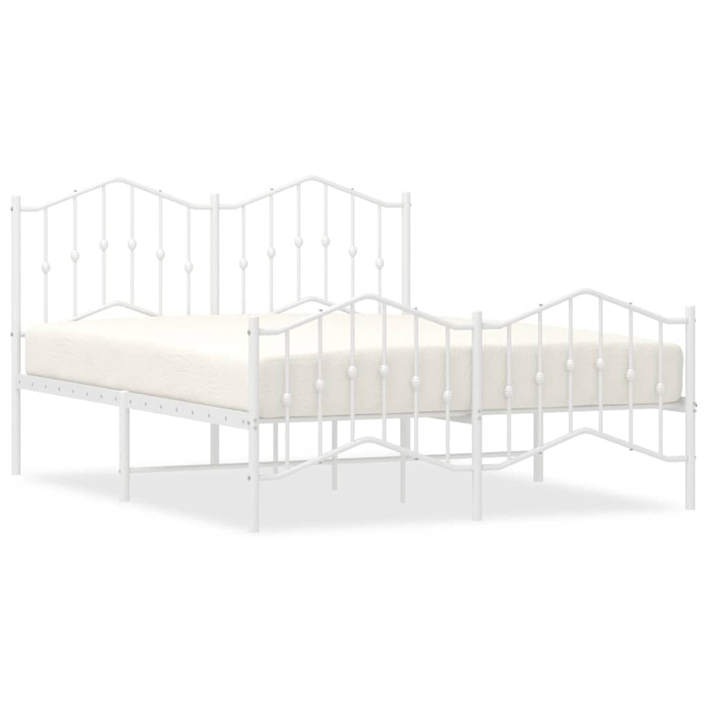 Cadre de lit métal sans matelas et pied de lit blanc 135x190 cm - XIOS
