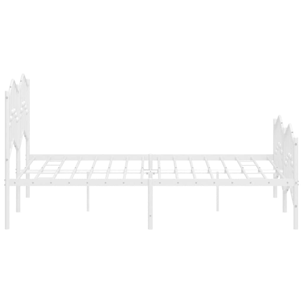 Cadre de lit métal sans matelas et pied de lit blanc 135x190 cm - XIOS