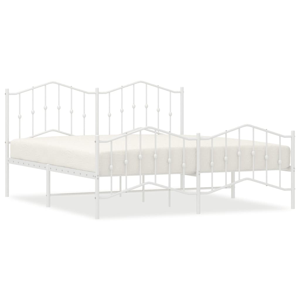 Cadre de lit métal sans matelas et pied de lit blanc 183x213 cm - XIOS
