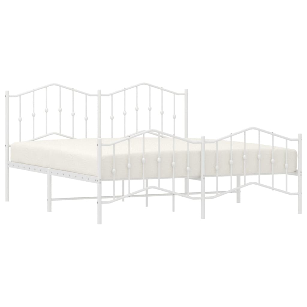 Cadre de lit métal sans matelas et pied de lit blanc 183x213 cm - XIOS