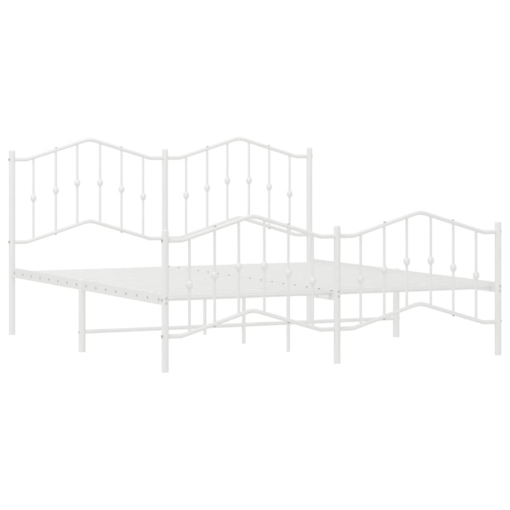 Cadre de lit métal sans matelas et pied de lit blanc 183x213 cm - XIOS