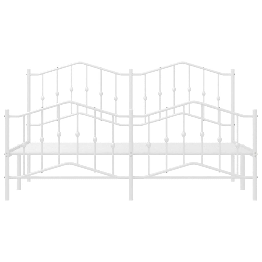 Cadre de lit métal sans matelas et pied de lit blanc 183x213 cm - XIOS
