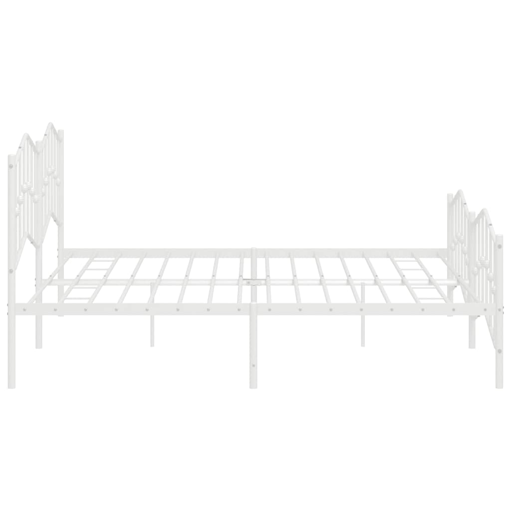 Cadre de lit métal sans matelas et pied de lit blanc 193x203 cm - XIOS