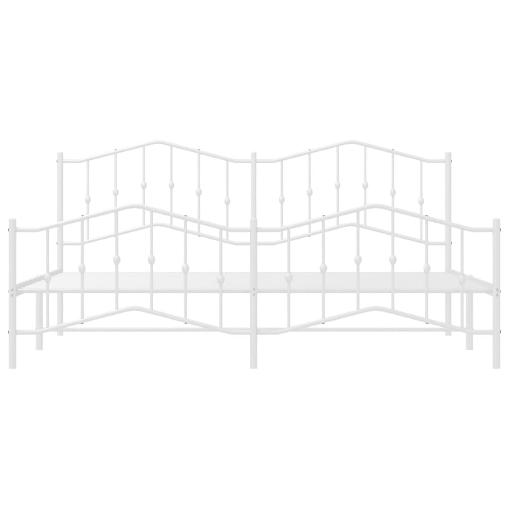 Cadre de lit métal sans matelas et pied de lit blanc 200x200 cm - XIOS