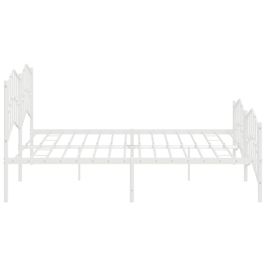 Cadre de lit métal sans matelas et pied de lit blanc 200x200 cm - XIOS