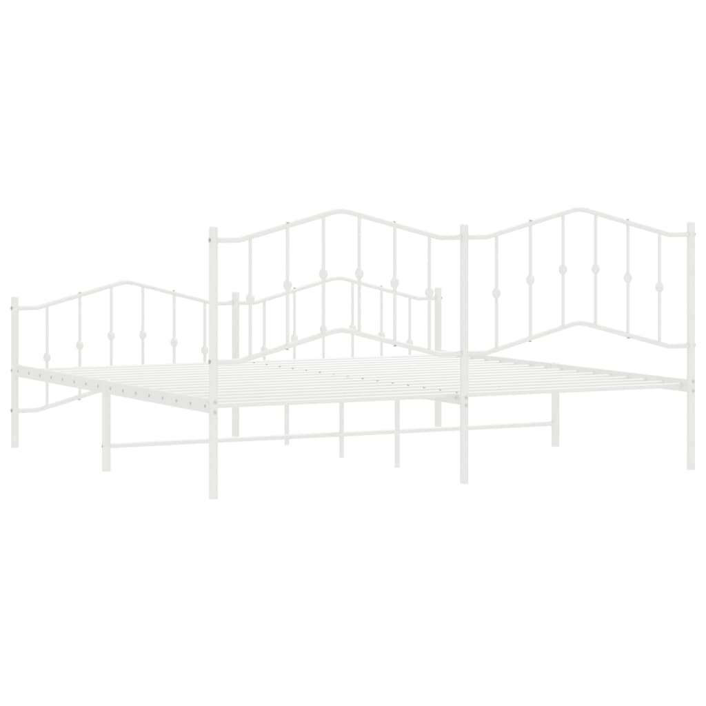 Cadre de lit métal sans matelas et pied de lit blanc 200x200 cm - XIOS