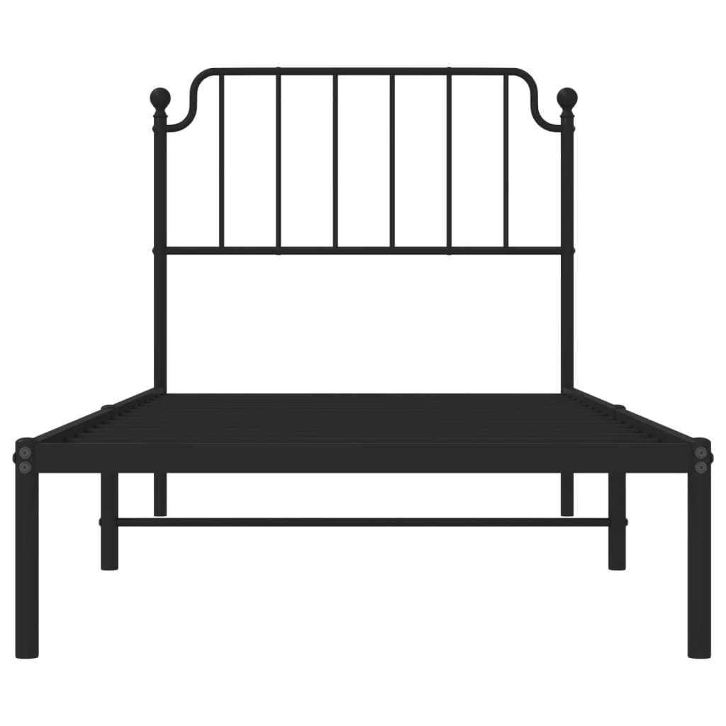 Cadre de lit métal sans matelas avec tête de lit noir 90x200 cm - XIOS