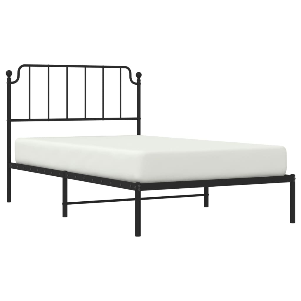 Cadre de lit métal sans matelas avec tête de lit noir 107x203cm - XIOS