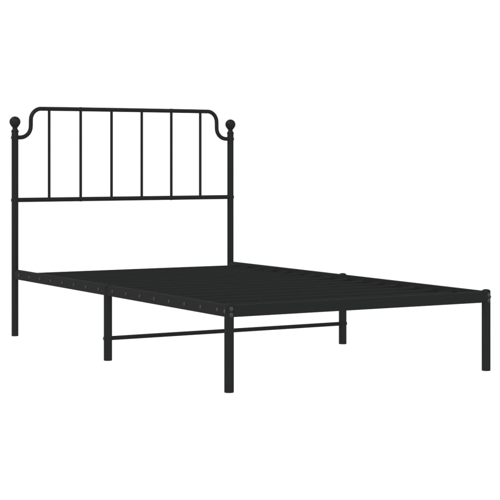 Cadre de lit métal sans matelas avec tête de lit noir 107x203cm - XIOS
