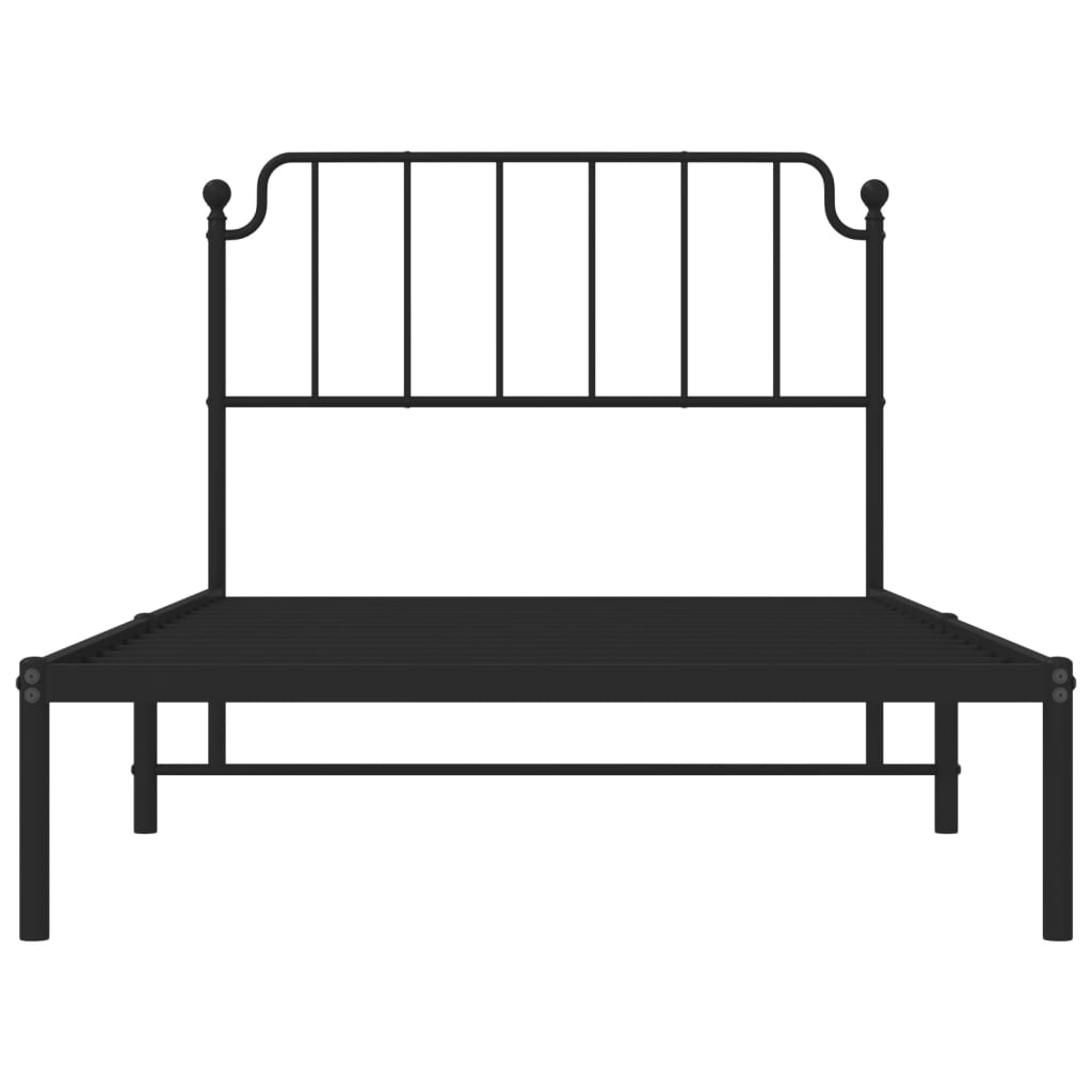 Cadre de lit métal sans matelas avec tête de lit noir 107x203cm - XIOS