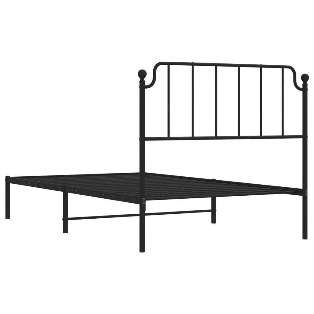 Cadre de lit métal sans matelas avec tête de lit noir 107x203cm - XIOS